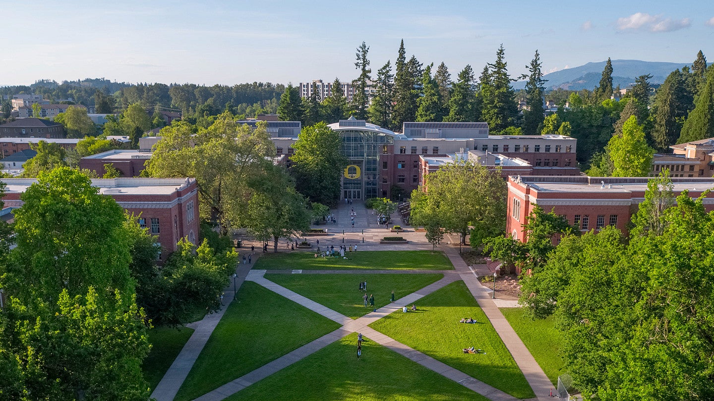 aerial of campus quad