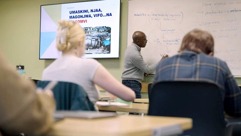 Professor teaching Swahili language course