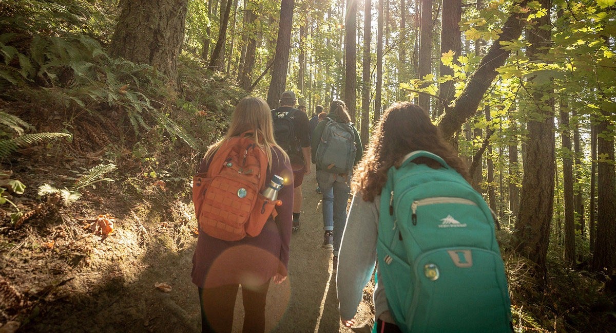 Students hiking