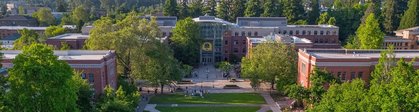 Aerial view of the University of Oregon Eugene campus