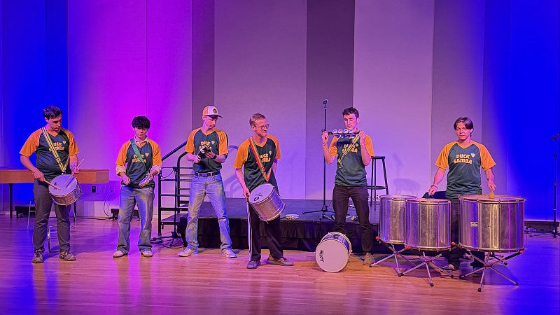 The band "Duck Samba" playing at the Celebration for International Music Event