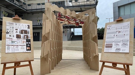 Wood structures with poster board