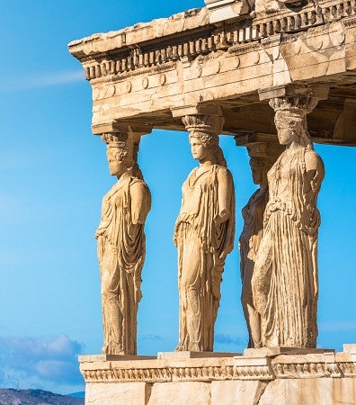 Karyatides statues, Erehtheio, on the Acropolis in Athens, Greece