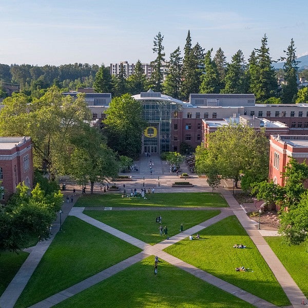 aerial of campus quad