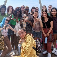 Group photo of PathwayOregon students in the London Eye.